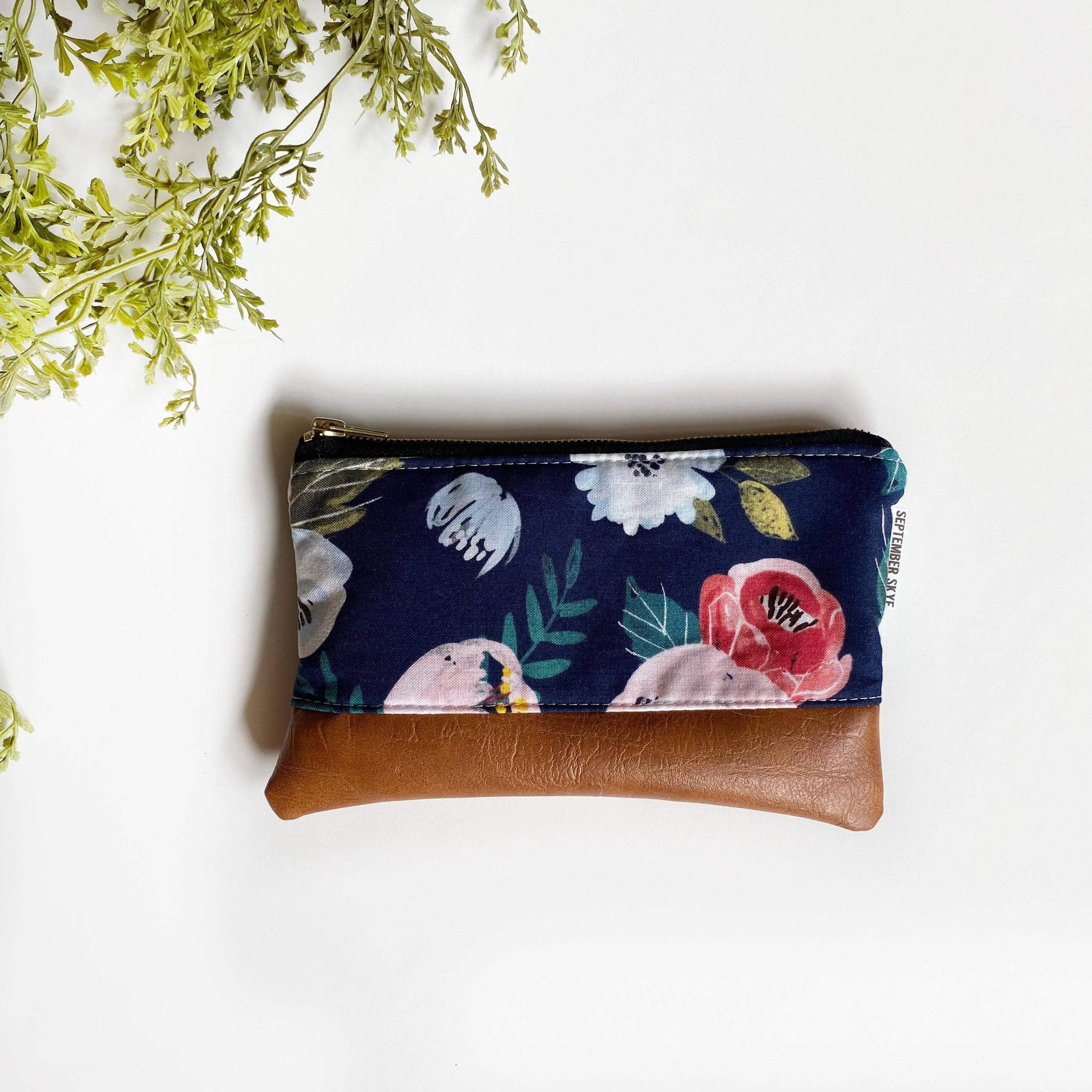 Coin Purse in Navy Floral | Redeemed Marketplace